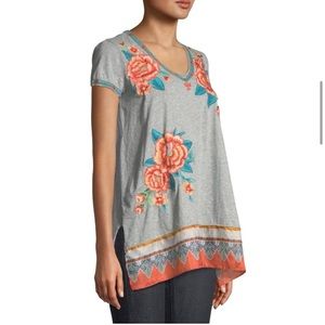 Johnny Was Aveline Scarf Flounce Short Sleeve Top Size XL